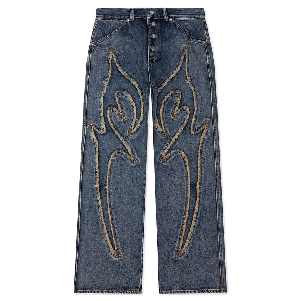 Tribal Denim Pants Blue