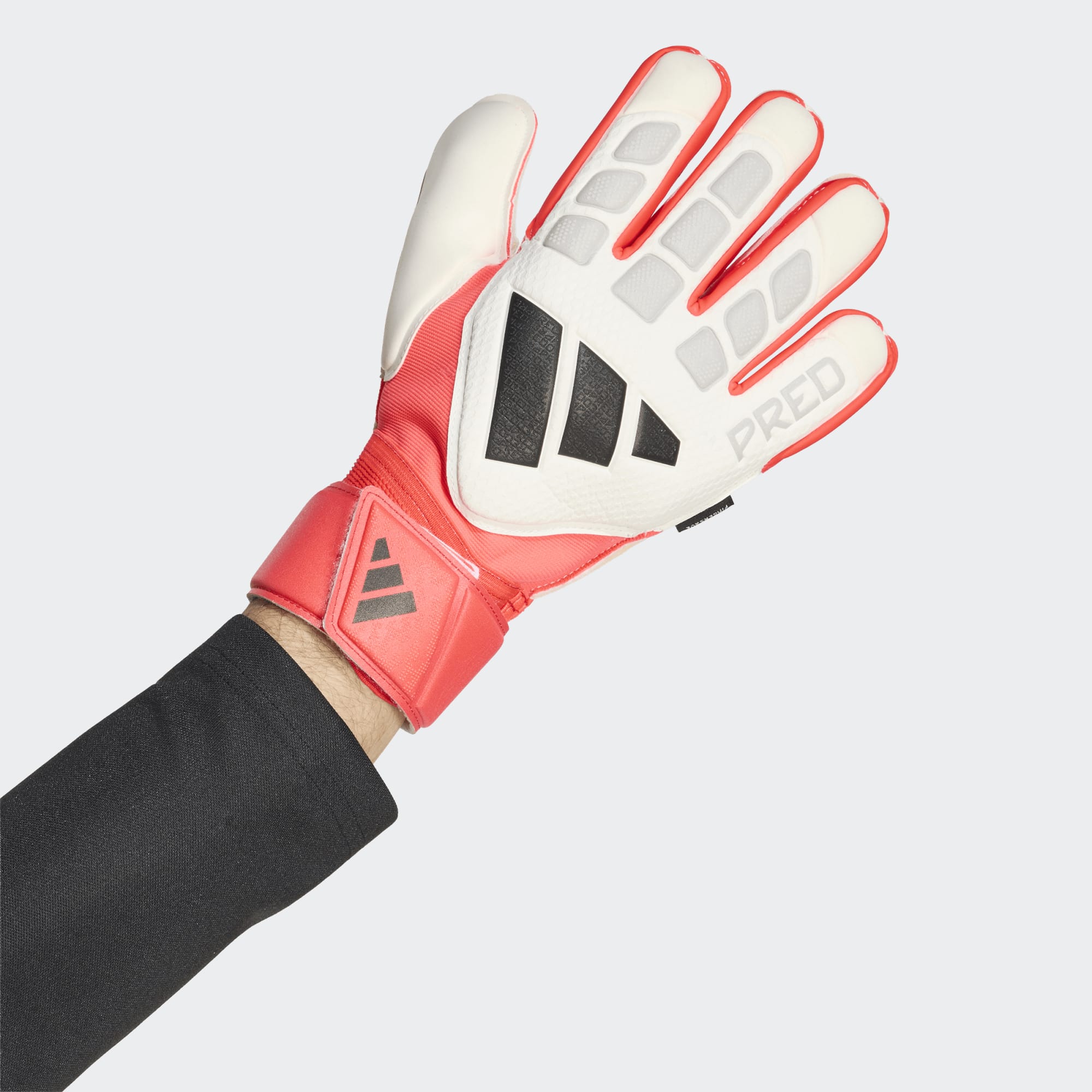 adidas Predator Match Fingersave Goalkeeper Soccer Gloves White Red Black