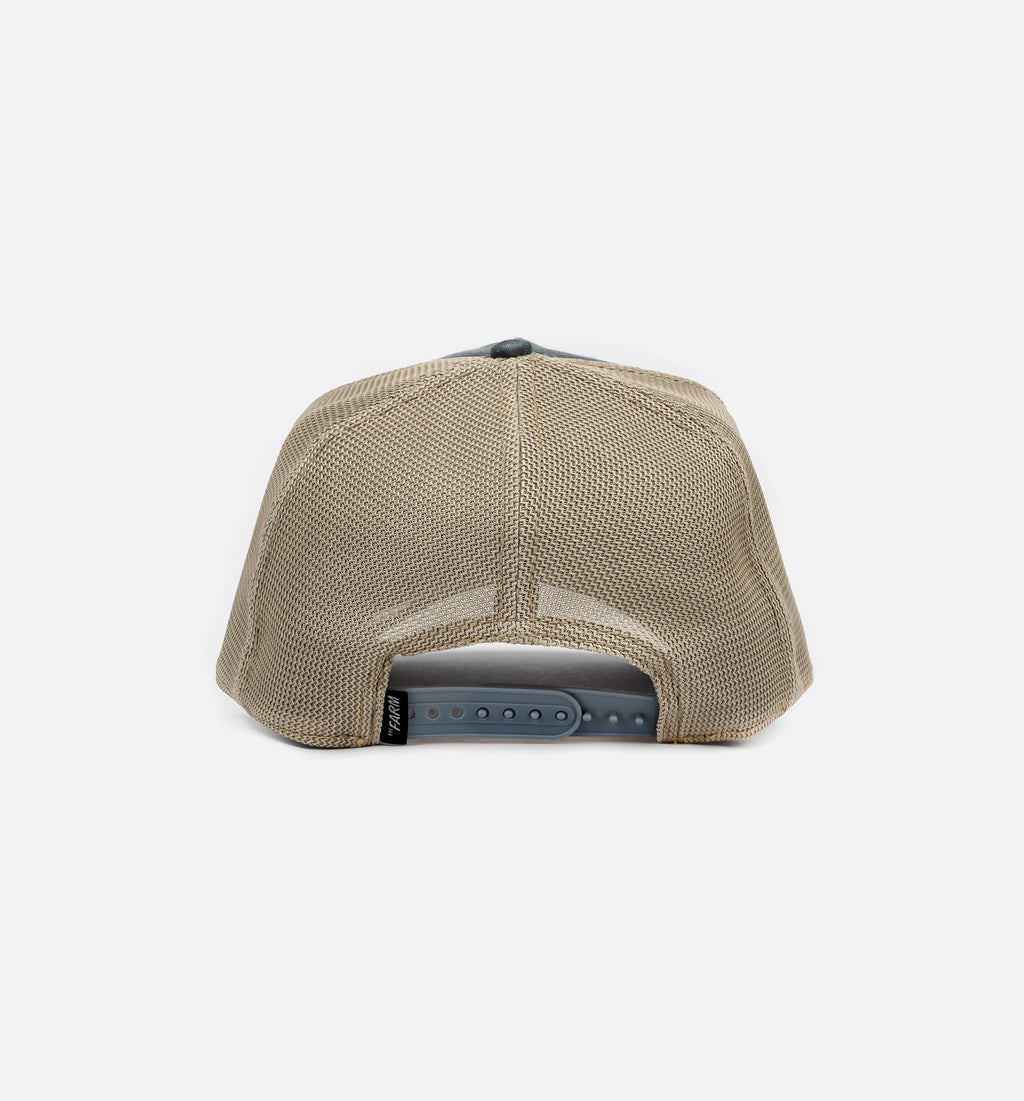 Wuz Crackin Trucker Mens Hat Slate Beige