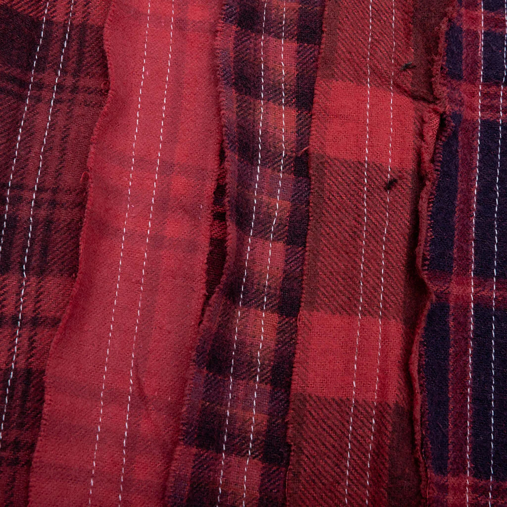Ribbon Wide Over Dye Flannel Shirt Red