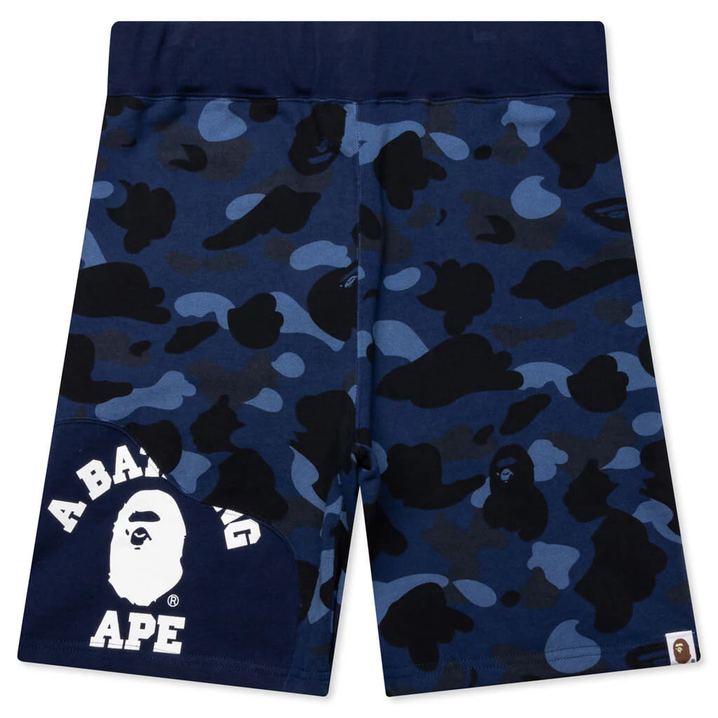 Color Camo Cutting Sweat Shorts Navy