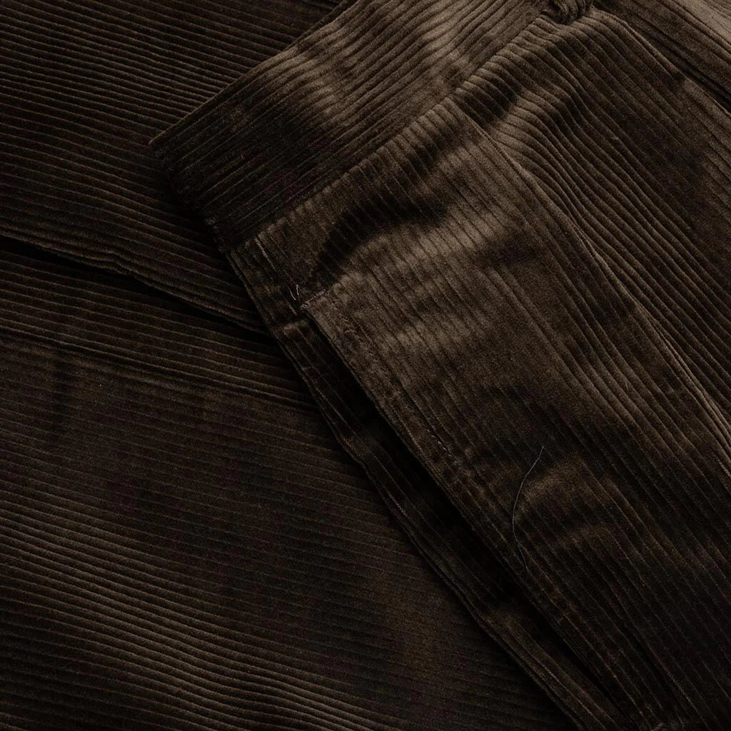 Double Pleated Corduroy Trousers Brown