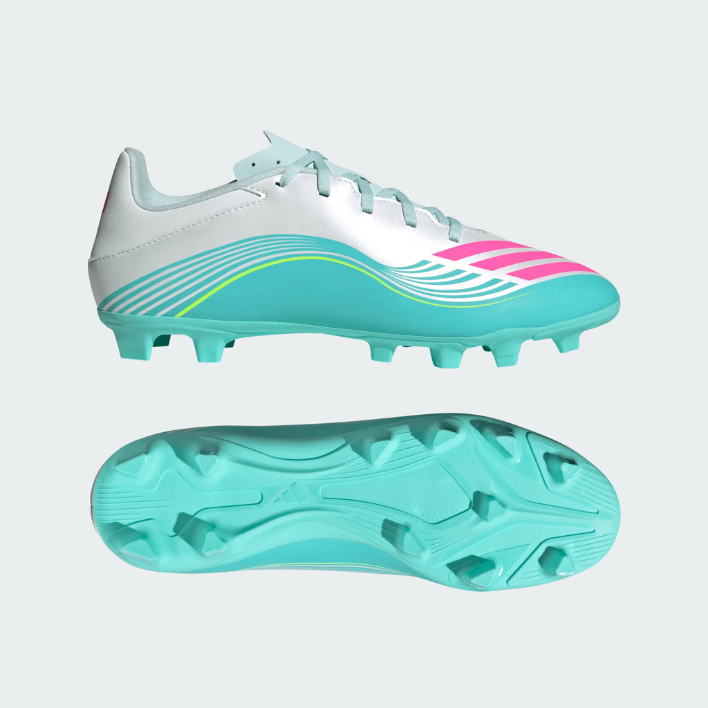 adidas F50 Messi Club FG MG Firm Ground Multi Ground Mens Soccer Cleats White Pink Aqua