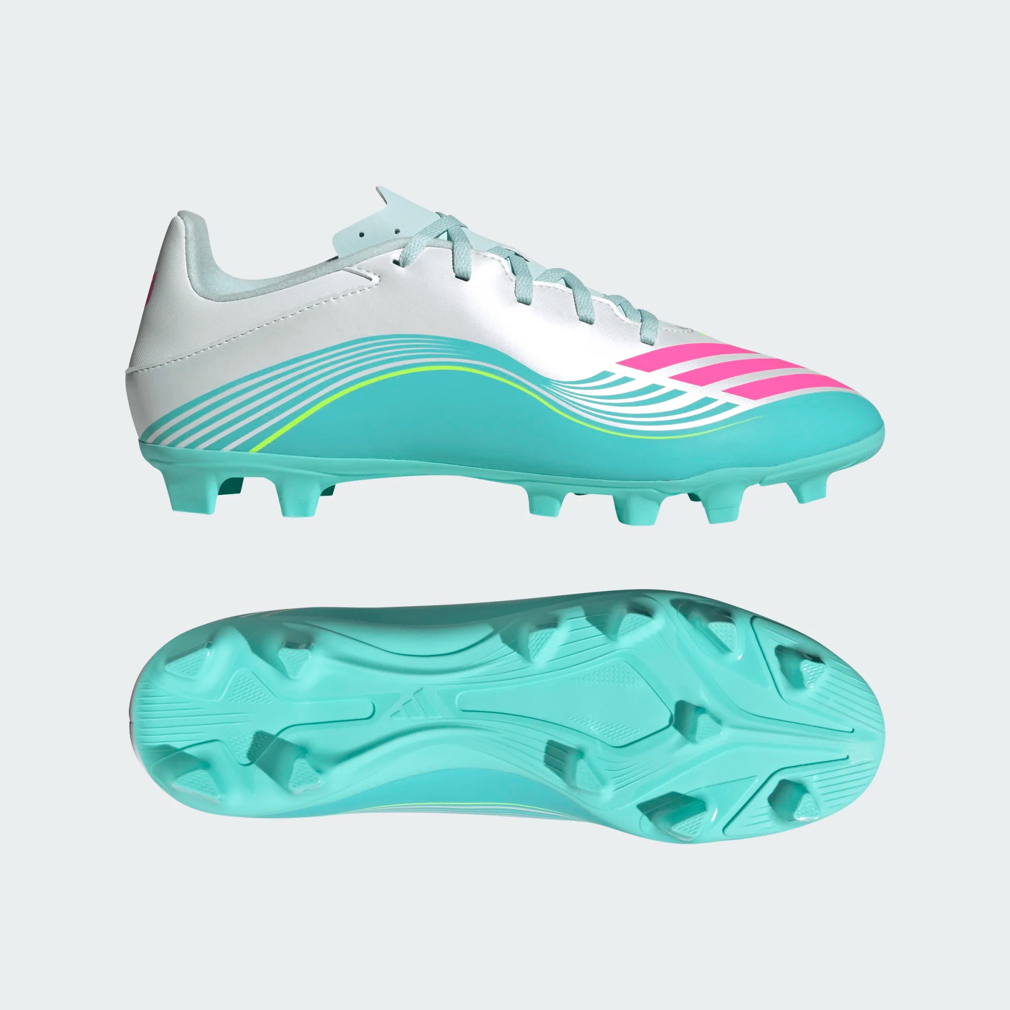adidas F50 Messi Club FG MG Firm Ground Multi Ground Mens Soccer Cleats White Pink Aqua