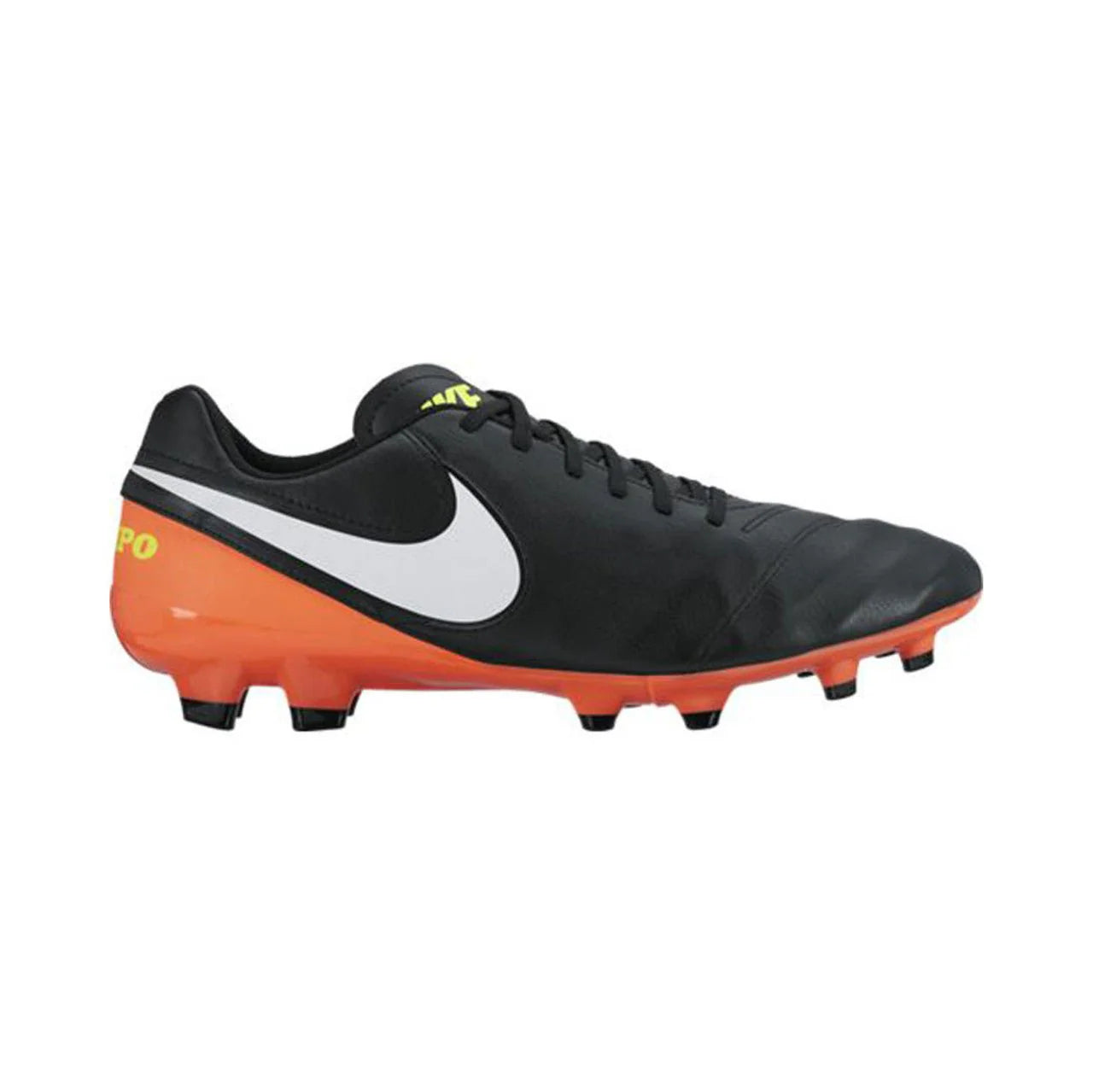 Nike Tiempo Genio II Leather FG Firm Groun Soccer Cleats Black White Orange