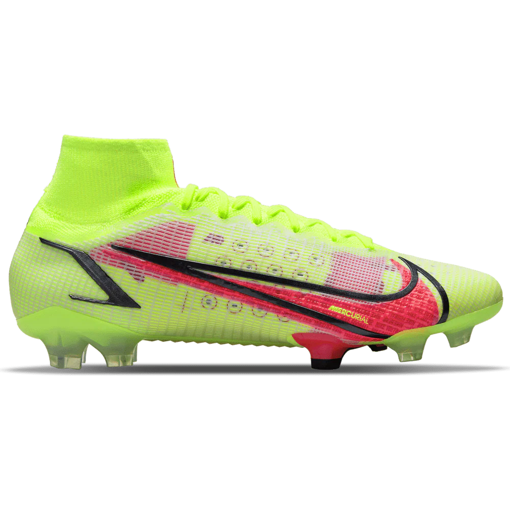 Nike Mercurial Superfly 8 Elite FG firm Ground Soccer Cleats Volt Bright Crimson