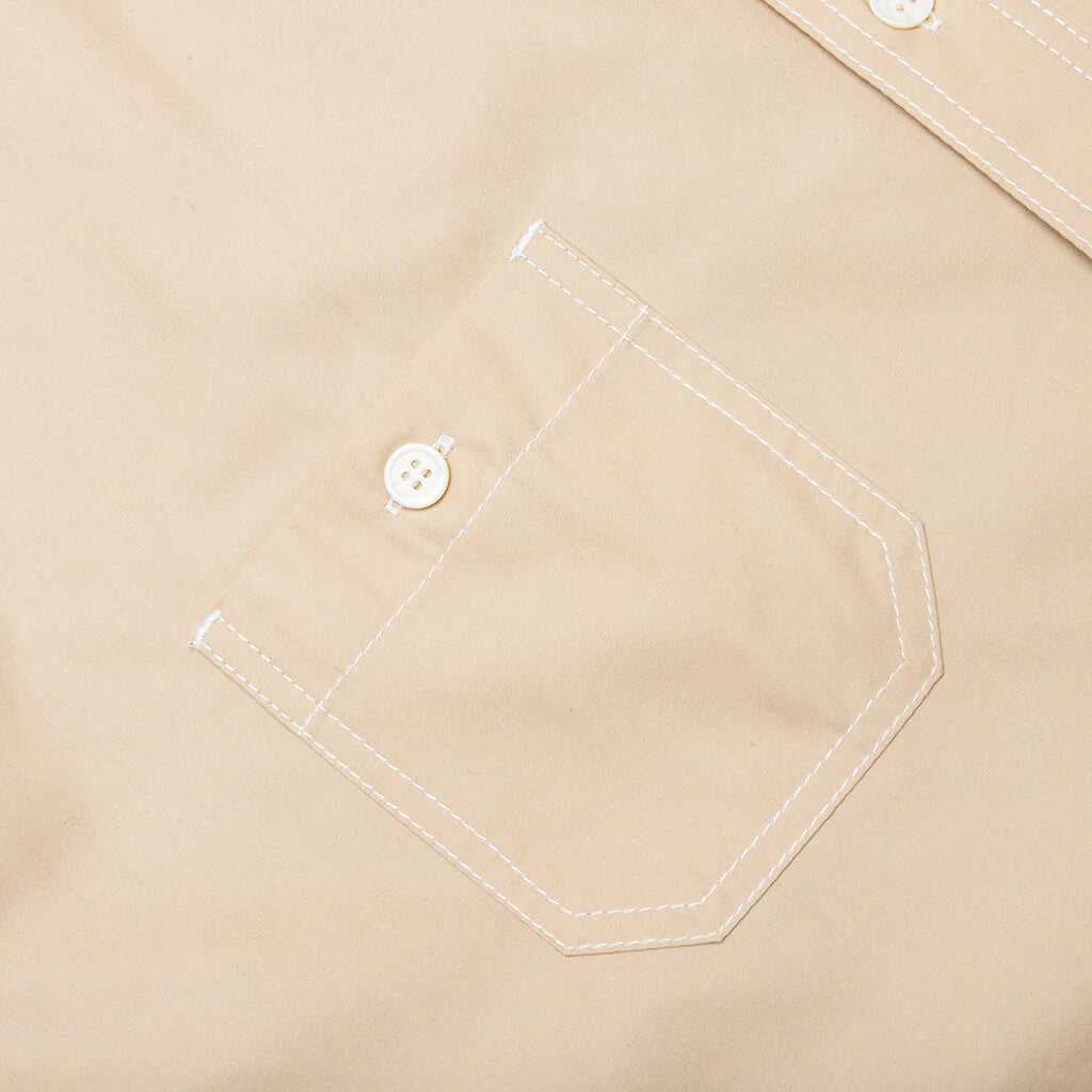 Two Tone Button Up Shirt Beige