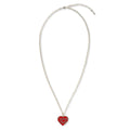 Heart Silver Necklace Red