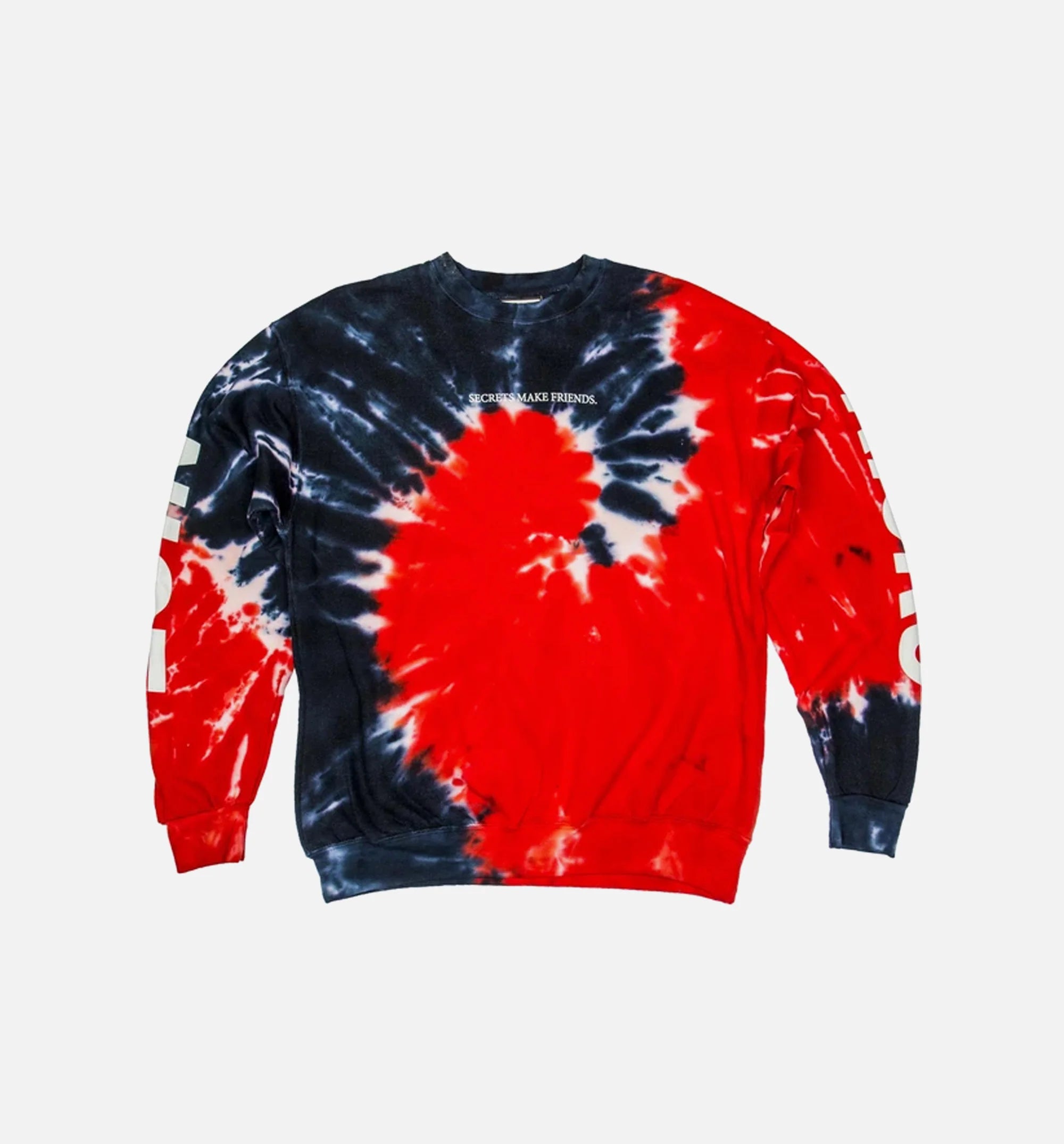 Nice Kicks Tie Dye Secret Crew Neck Mens Sweater Blue Red