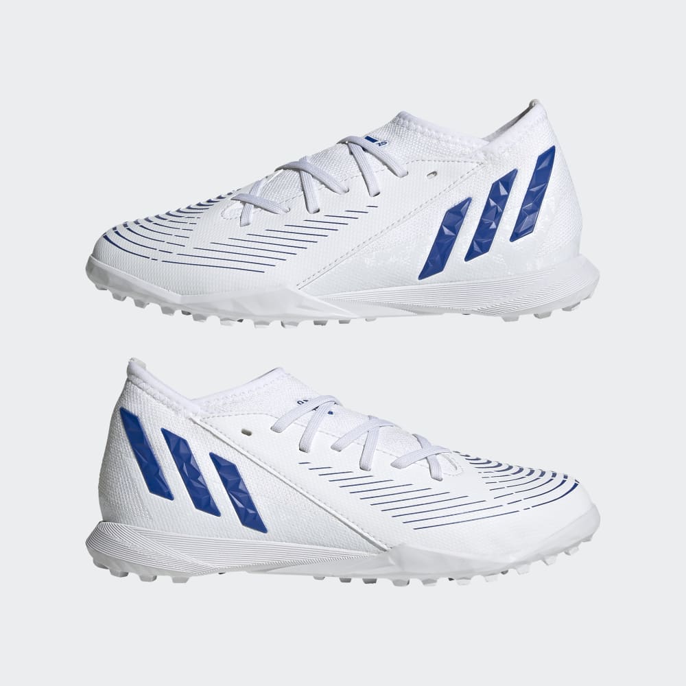 adidas Kids Predator Edge 3 TF J Turf Football Boots White Blue