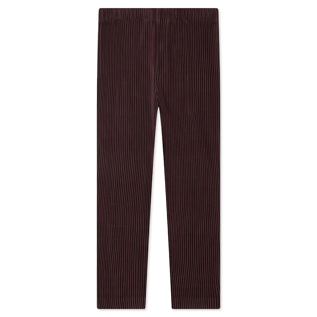 Color Pleats Slack Edge Brown