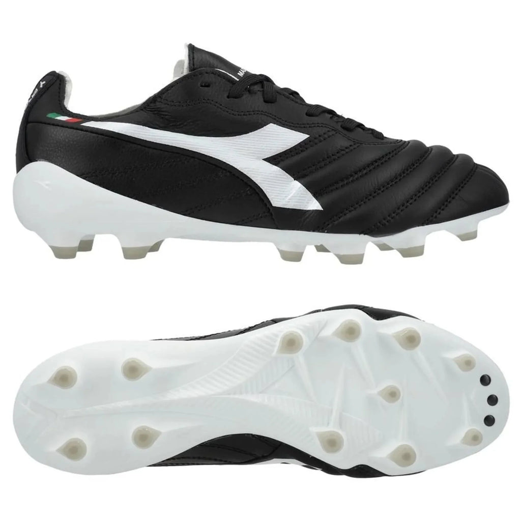 Diadora Brasil Elite 2 Teach Italia LPX FG Firm Ground Soccer Cleats Black White