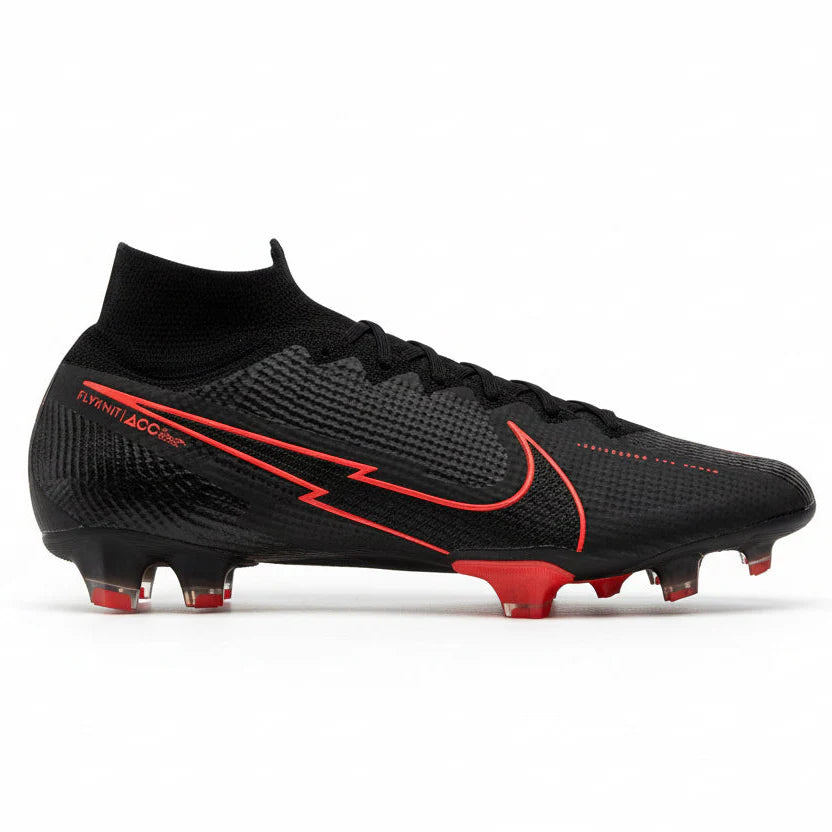 Nike Mercurial Superfly 7 Elite FG Firm Ground Mens Soccer Cleats Black Chile Red Dark Smoke Grey