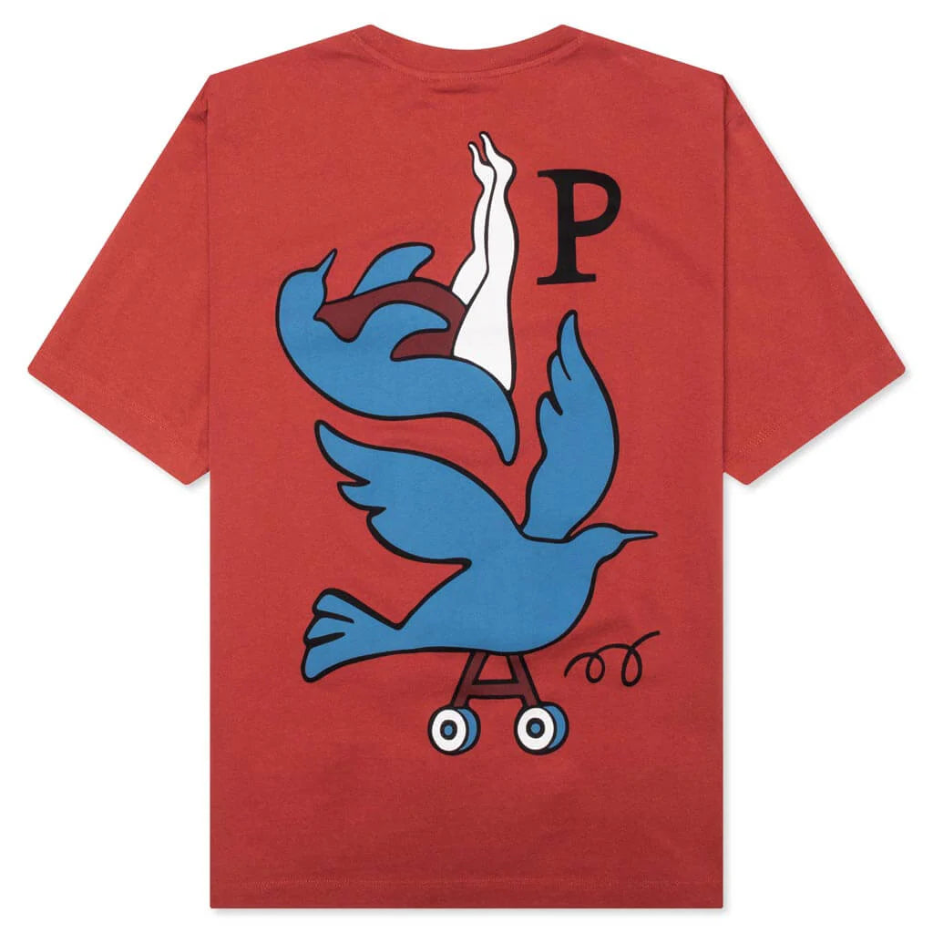 Wheeled Bird T Shirt Rust