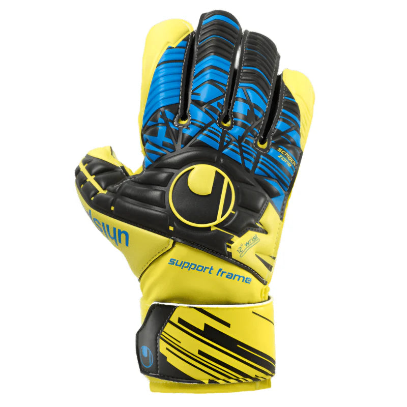 Uhlsport Eliminator Soft SF Goalkeeper Gloves Fluo Yellow Blavk Blue