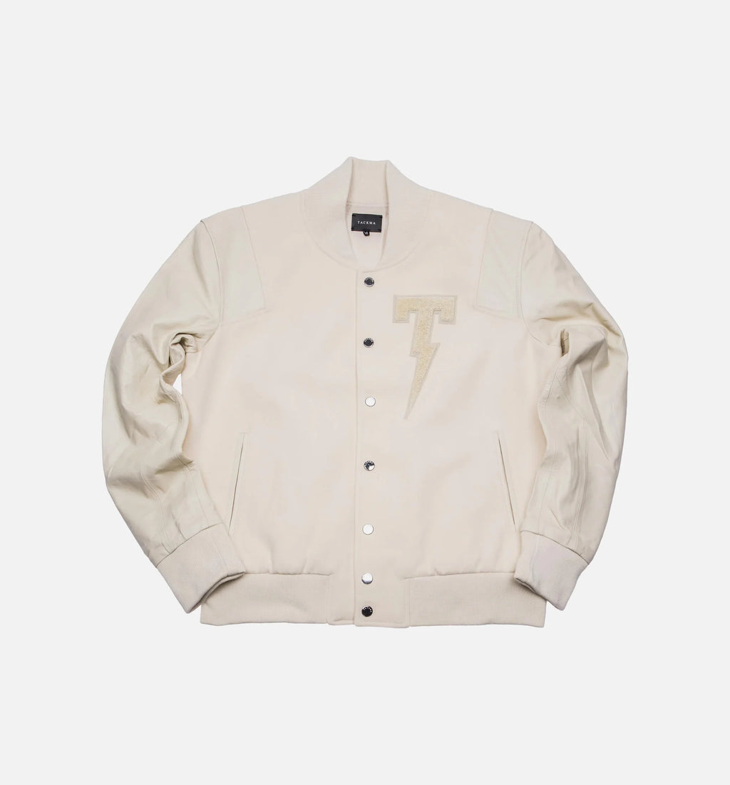Thunder T Varsity Jacket Mens Jacket Off White