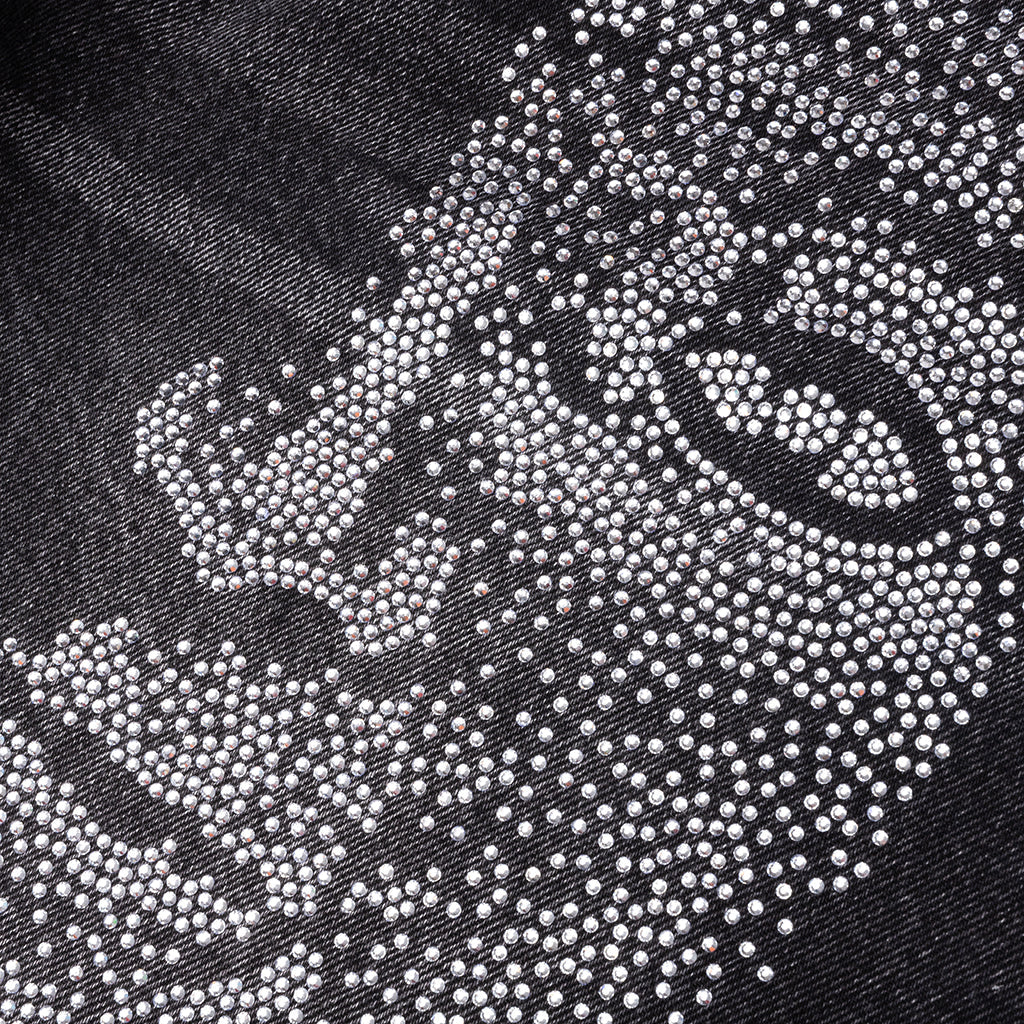 Rhinestone Face Jeans Black