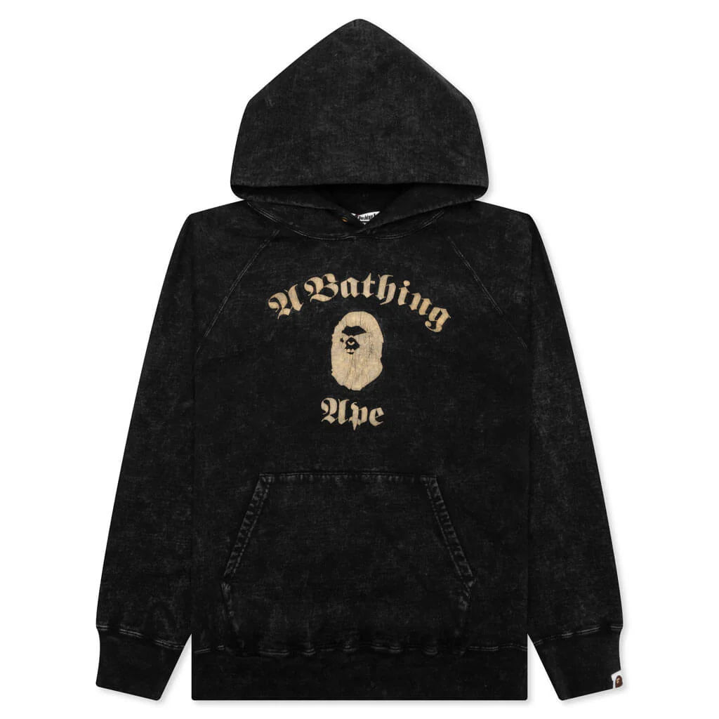 Over Dye Pullover Relaxed Fit Hoodie Black