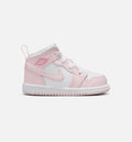 Air Jordan 1 Mid Infant Toddler Lifestyle Shoe Pink Foam Fire Red White