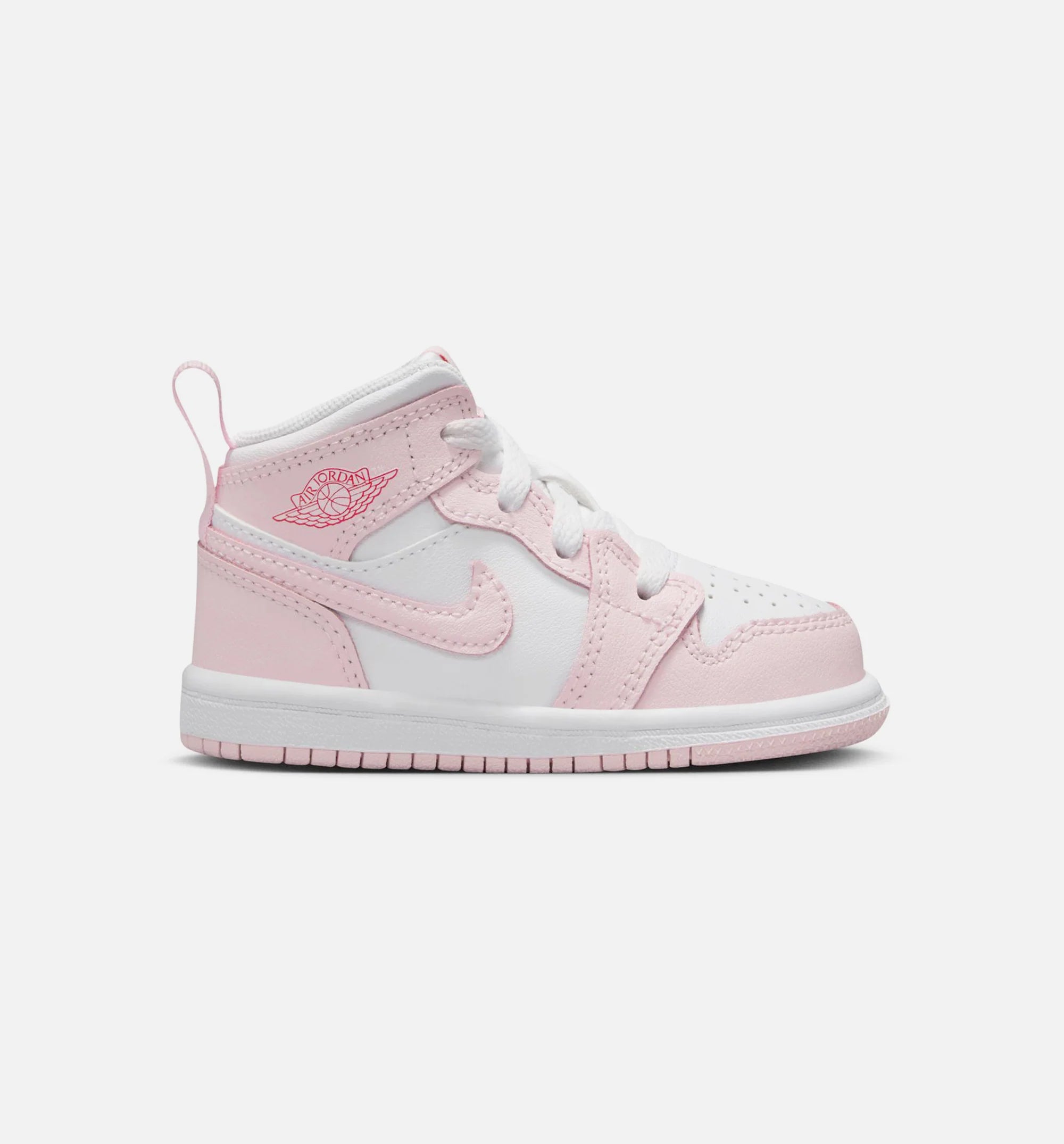 Air Jordan 1 Mid Infant Toddler Lifestyle Shoe Pink Foam Fire Red White