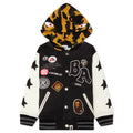Kids 1st Camo Shark Hoodie Print Sweat Varsity Jacket Black