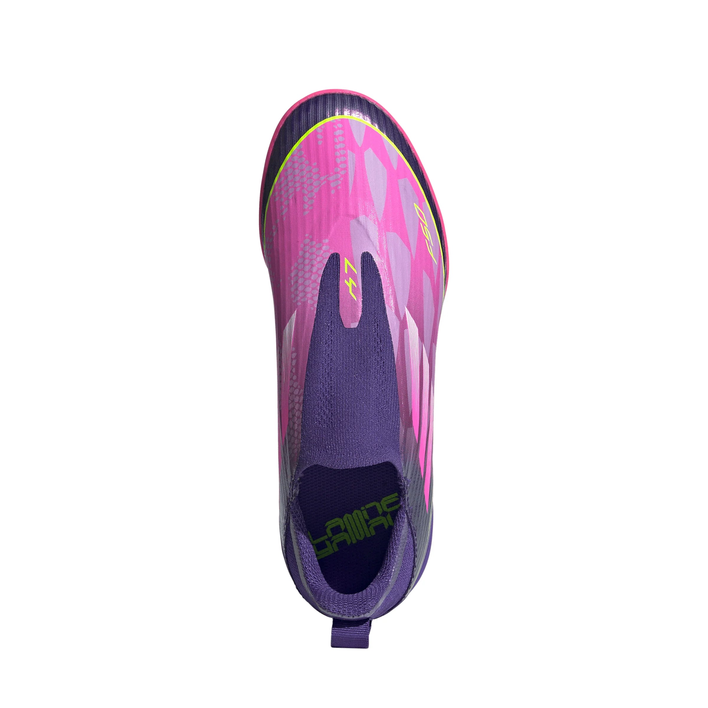 adidas F50 LEAGUE Laceless TF Youth Soccer Cleats Purple White Lemon