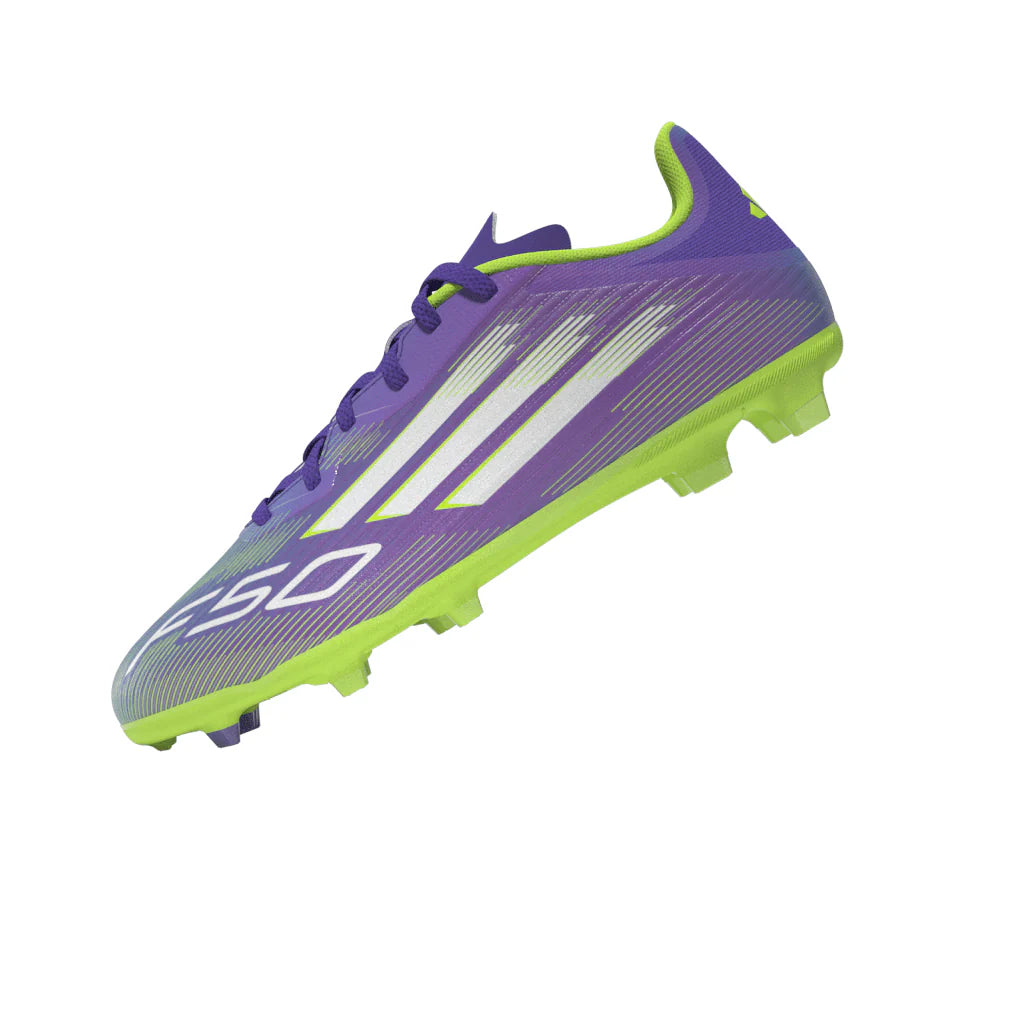 adidas F50 League Firm Multi Ground Soccer Cleats Kids Purple White Lemon