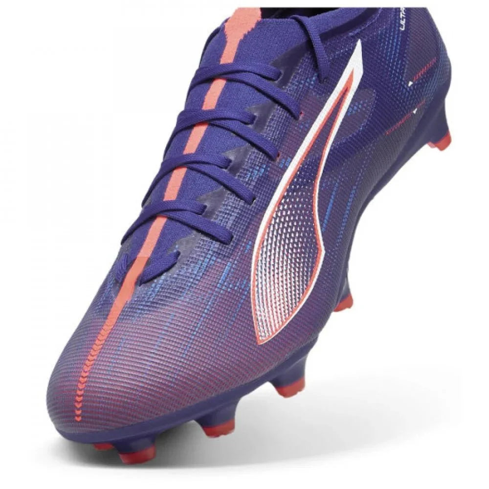 PUMA Ultra 5 Match FG AG Multi Ground Soccer Cleats Blue White Sunset Glow