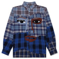 Face Patchwork Flannel Blue Multi