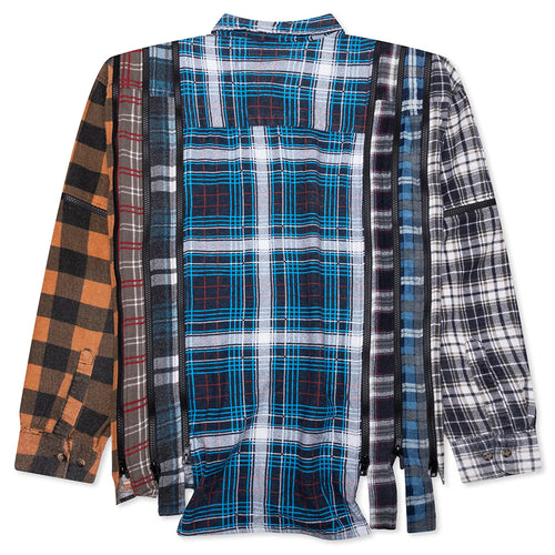 7 Cuts Zipped Wide Flannel Shirt Assorted