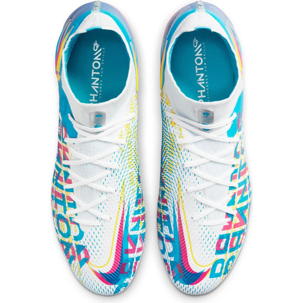 Nike Phantom GT Elite 3D FG Firm Ground Soccer Cleats Chlorine Blue Pink Blast Opti Yellow
