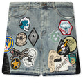 Patchwork Denim Shorts V2 Blue