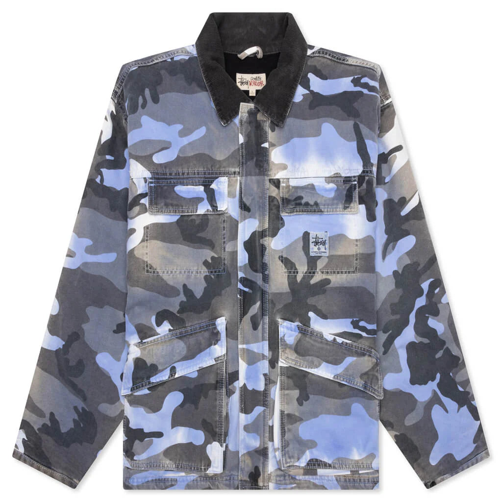 Spray Dye Canvas Shop Jacket Blue Camo