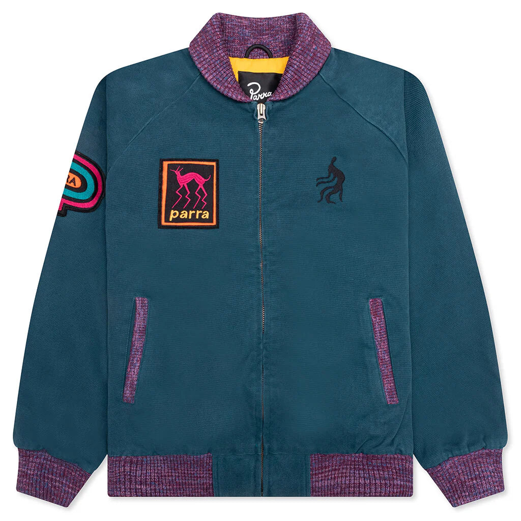 Skull Stalker Varsity Jacket Washed Blue