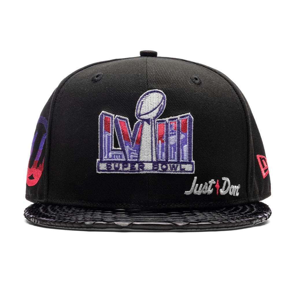 Just Don x Usher Super Bowl LVIII 9FIFTY Snapback Hat Black Black Python