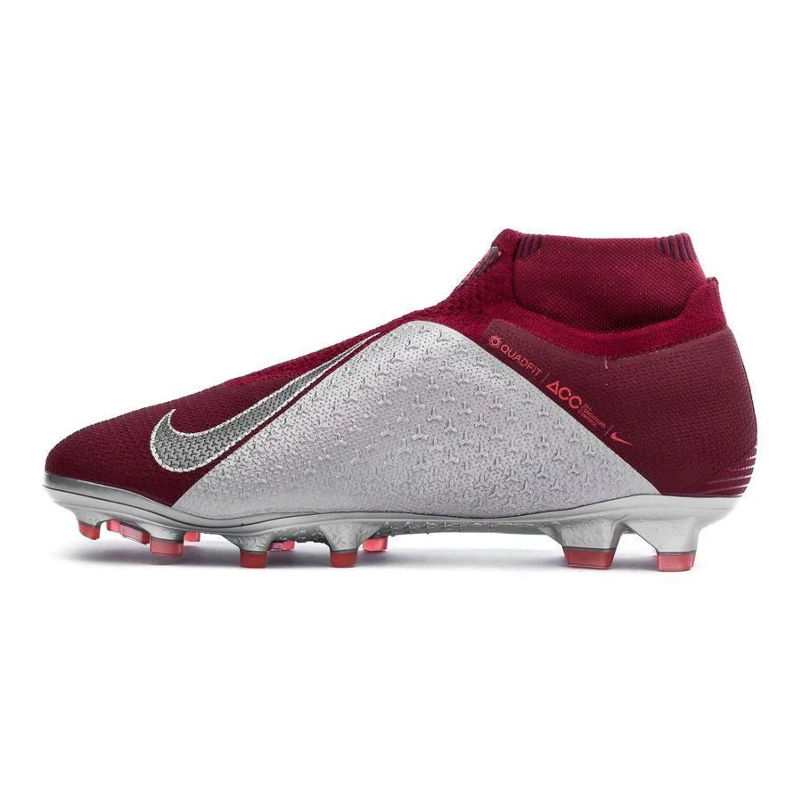 Nike Phantom Vision Elite DF FG Firm Ground Mens Soccer Cleats Rising Fire Red Dark Grey Bright Crimson