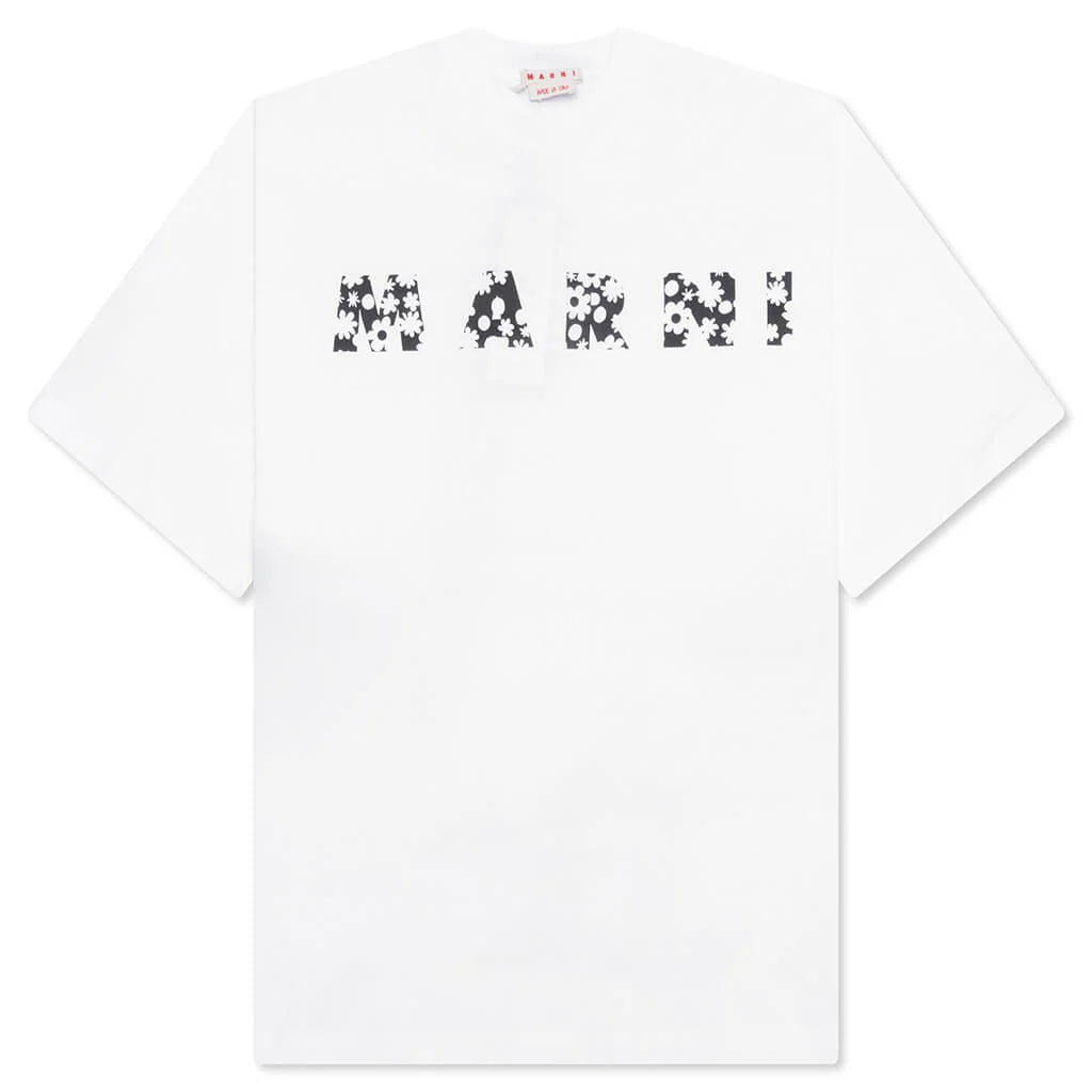 Pop Fields Logo T Shirt Lily White