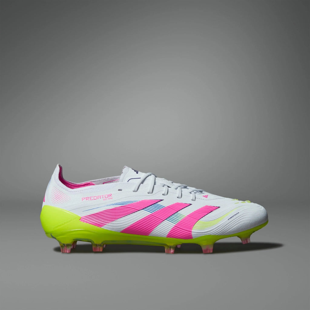 adidas Predator Elite FG Mens Firm Ground Soccer Cleats White Lucid Pink Lucid Lemon