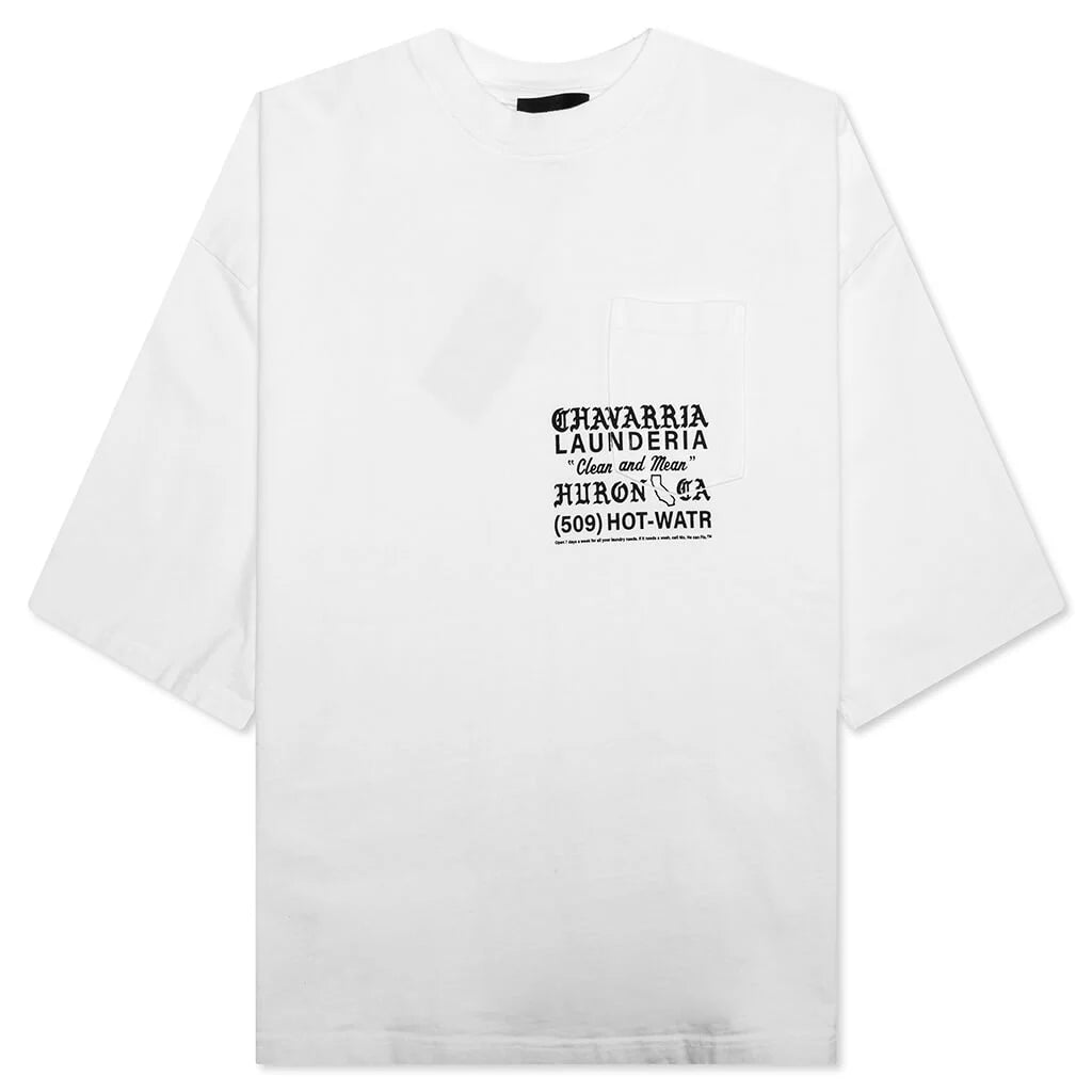 Laundromat S S Buffalo Pocket Tee White