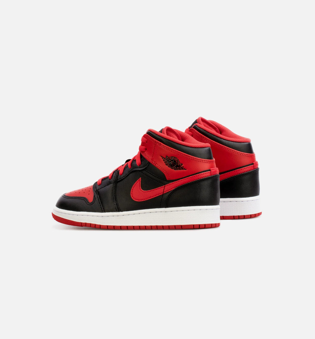Air Jordan 1 Mid Alternate Red Grade School Lifestyle Shoe Black Red