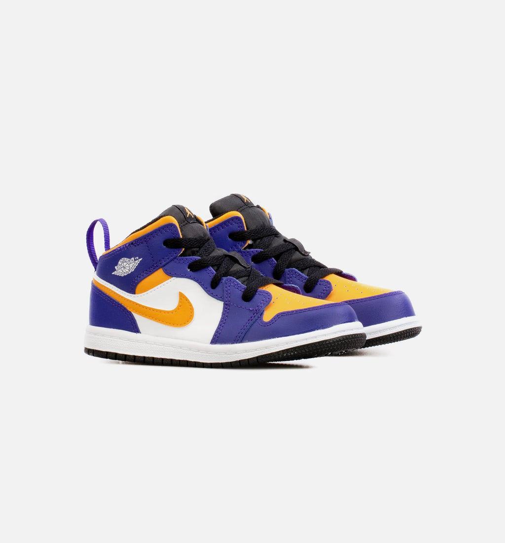 Air Jordan 1 Mid Infant Toddler Lifestyle Shoe Purple Yellow