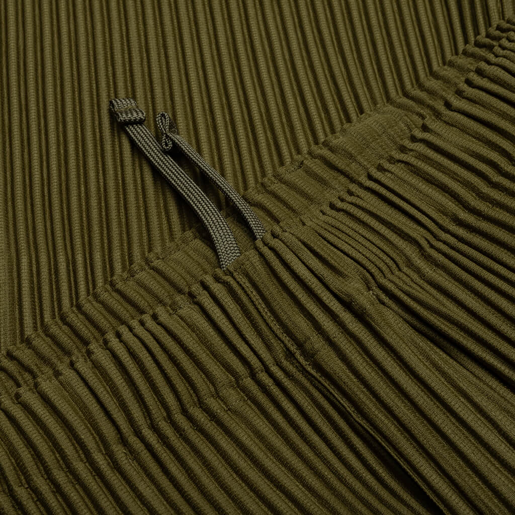 Color Pleats Shorts Olive Khaki