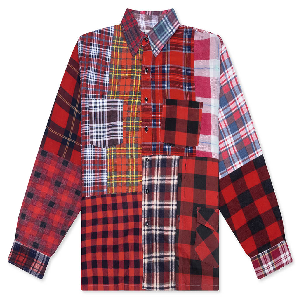 Straight Hem Flannel Shirt Assorted