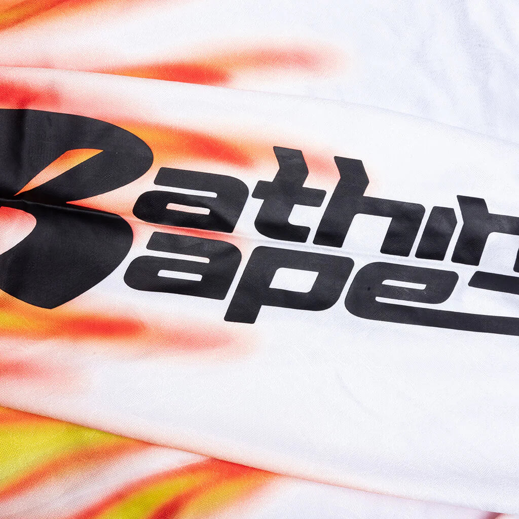 Flame Pattern Multilogo Relaxed Fit Football Jersey White