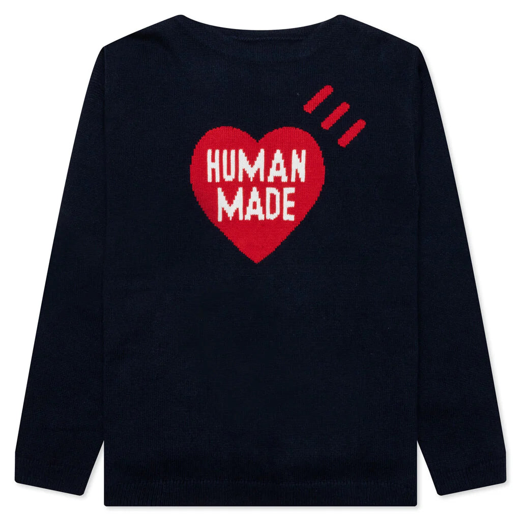 Heart Knit Sweater Navy