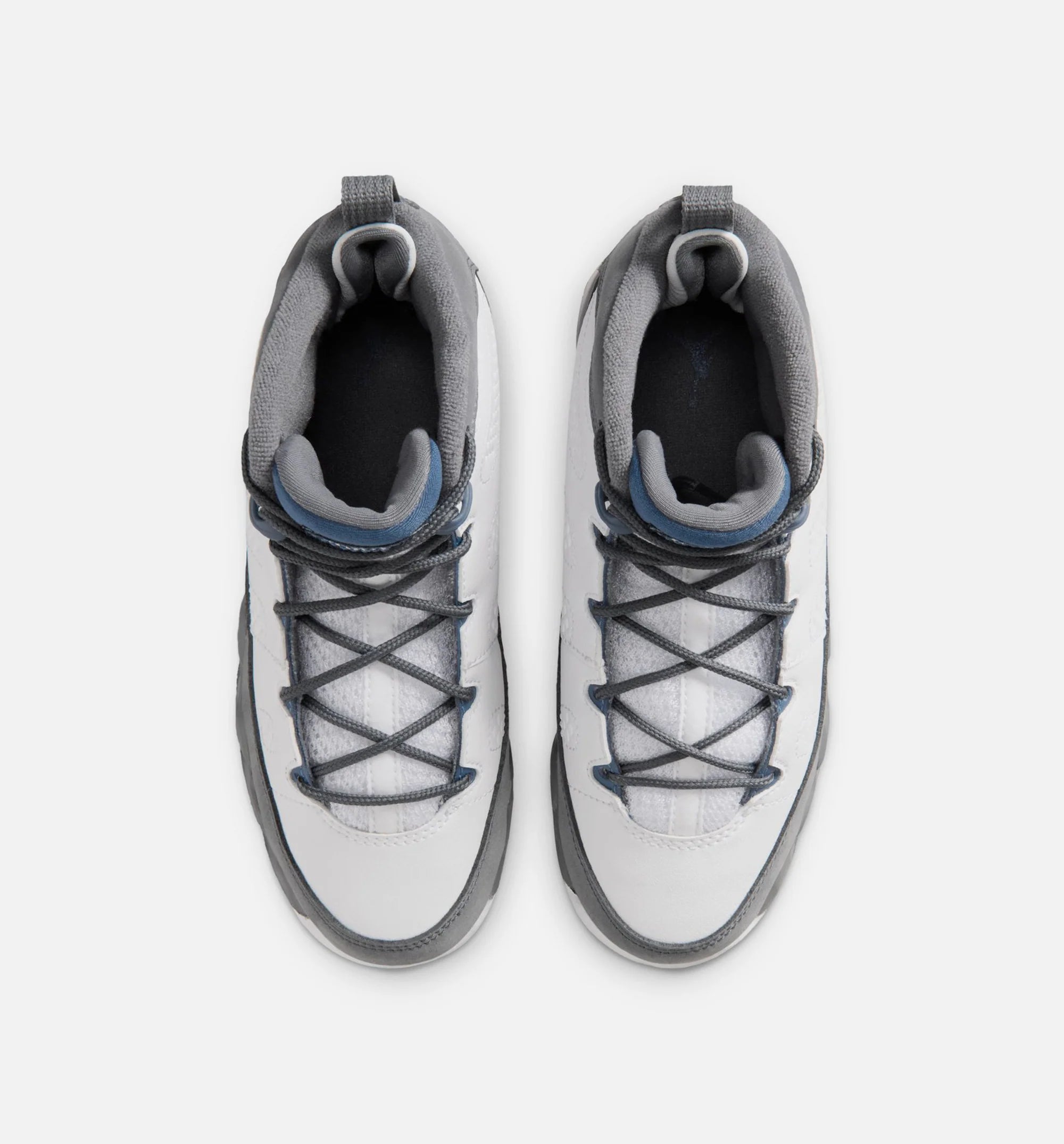 Air Jordan 9 Retro Flint Grey and French Blue Preschool Lifestyle Shoe White French Blue Flint Grey