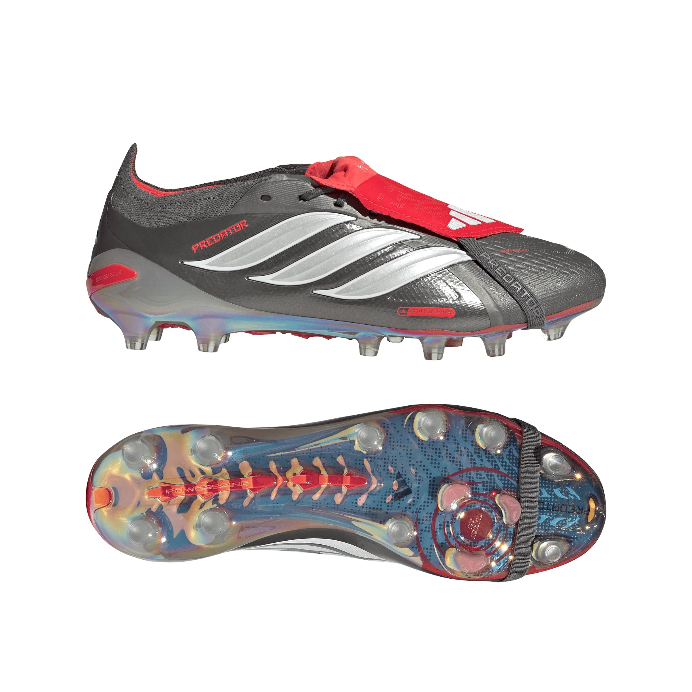 adidas Predator Elite Fold Over Tongue AG Mens Soccer Cleats Grey Red
