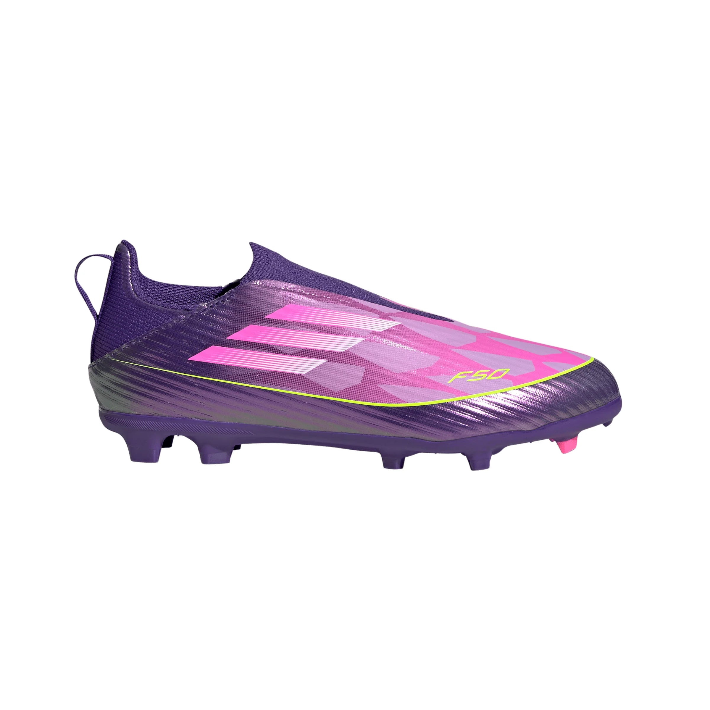 adidas F50 LEAGUE Laceless FG MG Youth Soccer Cleats Purple White Lemon