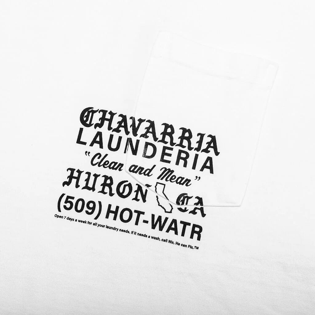 Laundromat S S Buffalo Pocket Tee White