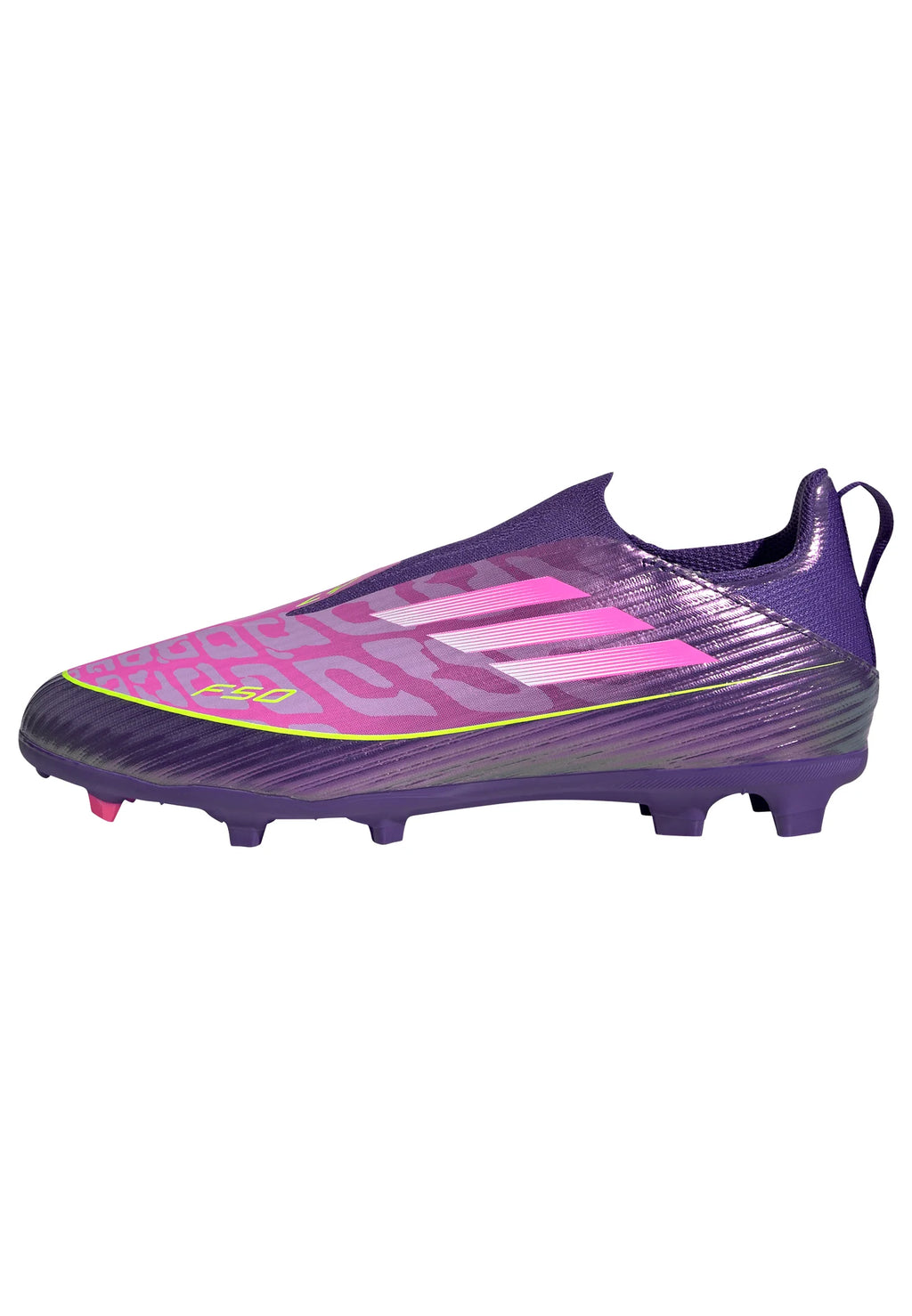 adidas F50 LEAGUE Laceless FG MG Youth Soccer Cleats Purple White Lemon